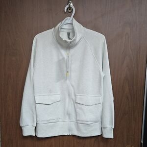 Mondetta Size S White/Baby Blue Full Zip Lightweight Sweater